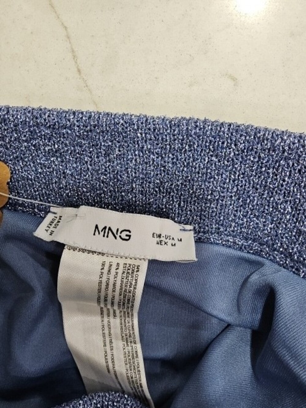 Mango Shimmer Knit Fringe Skirt Set in Periwinkle Blue - Picture 3 of 3